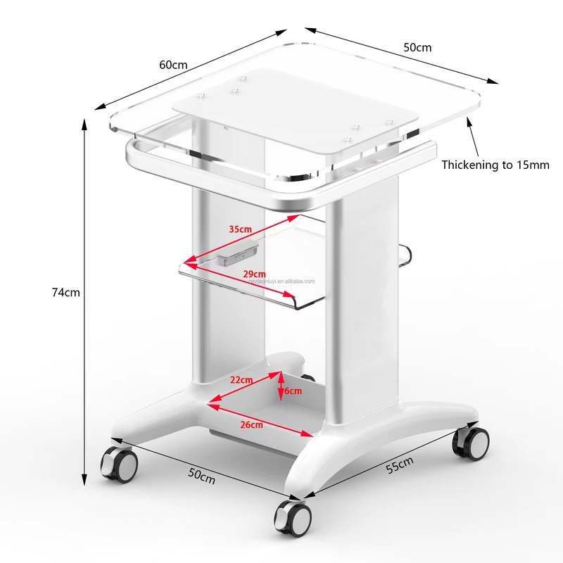 Salon Rolling Large Trolley Cart Stand Salon Trolley Beauty Laser Machine Trolley Tray Rolling Cart With Wheel