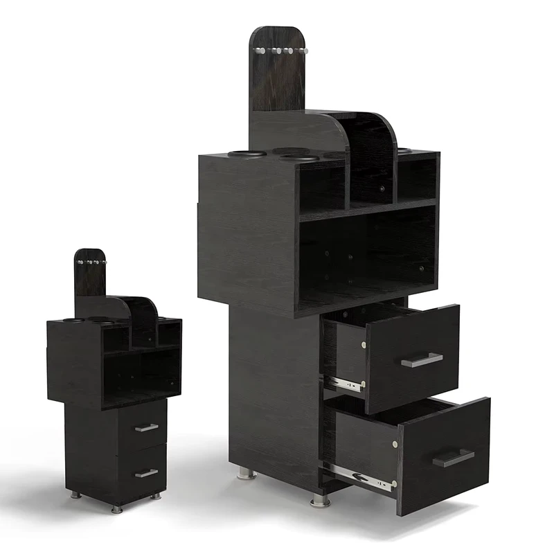 Salon Station for Hair Stylist Hairdressing Cart Storage Trolley Space Saving Salon Cart with 4 Hair Dryer Holders
