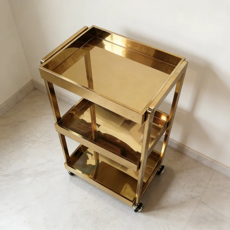 Salon Trolley Cart Professional Rolling Beauty Barber Storage Organizer Gold Mobile Hair Tool Equipment Rack With Wheels