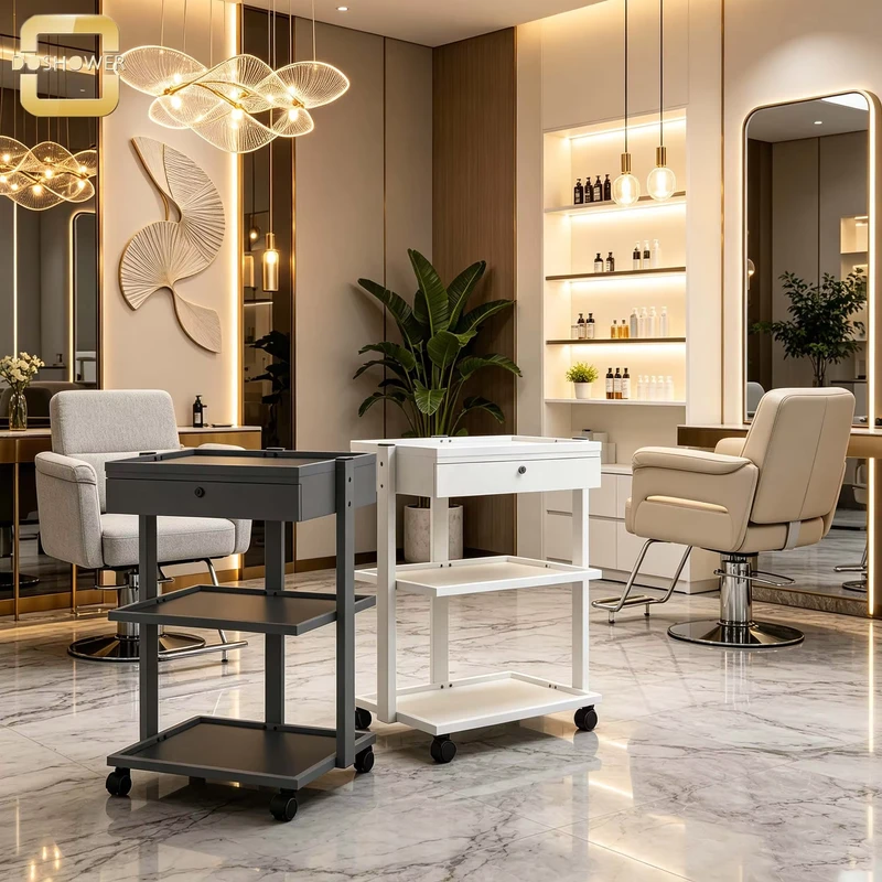 Salon Trolley Cart with Drawer of 3 Tier Beauty Rolling Cart with Wheels for Hair Salon & Spa