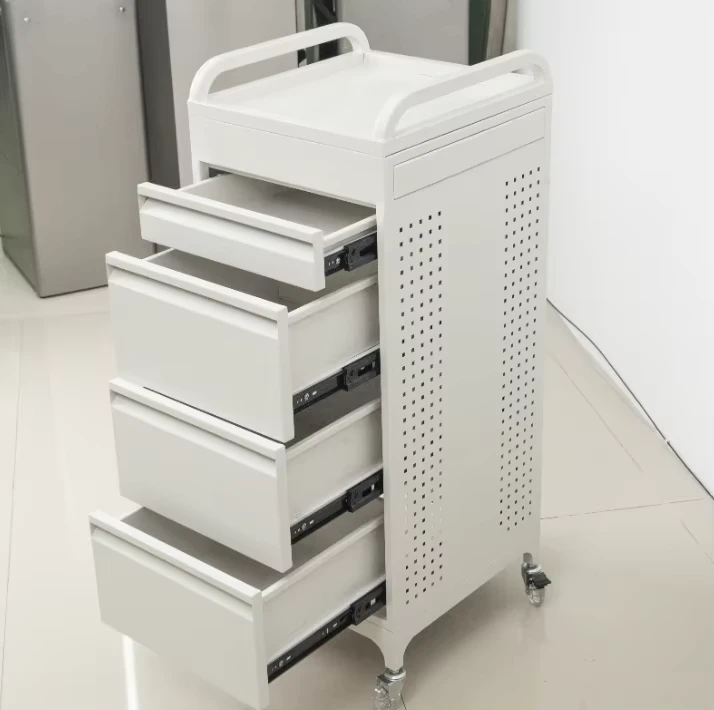 Salon Trolley Cart with Lockable Side Drawer 3 Tier Rolling Storage Cabinet for Hair Salon Beauty Spa Barber Shop