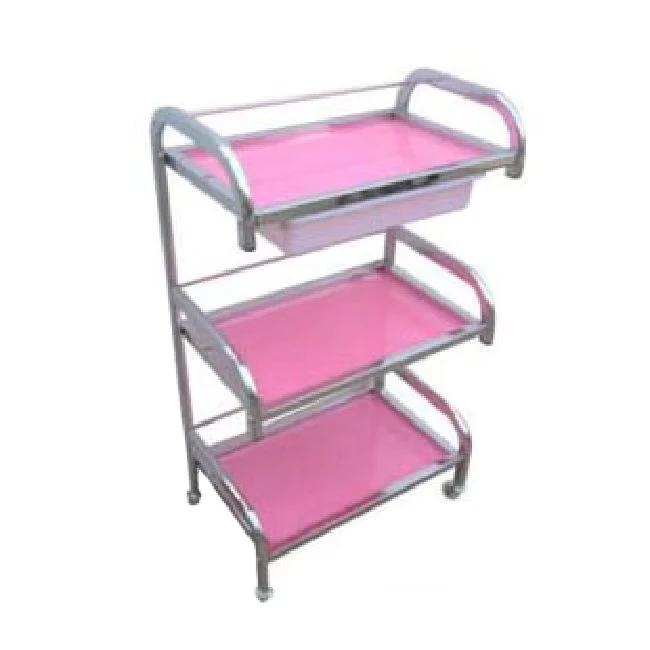 Salon Trolley Pink Color Manicure Equipment Salon Tray Trolley Rolling Trolley Cart