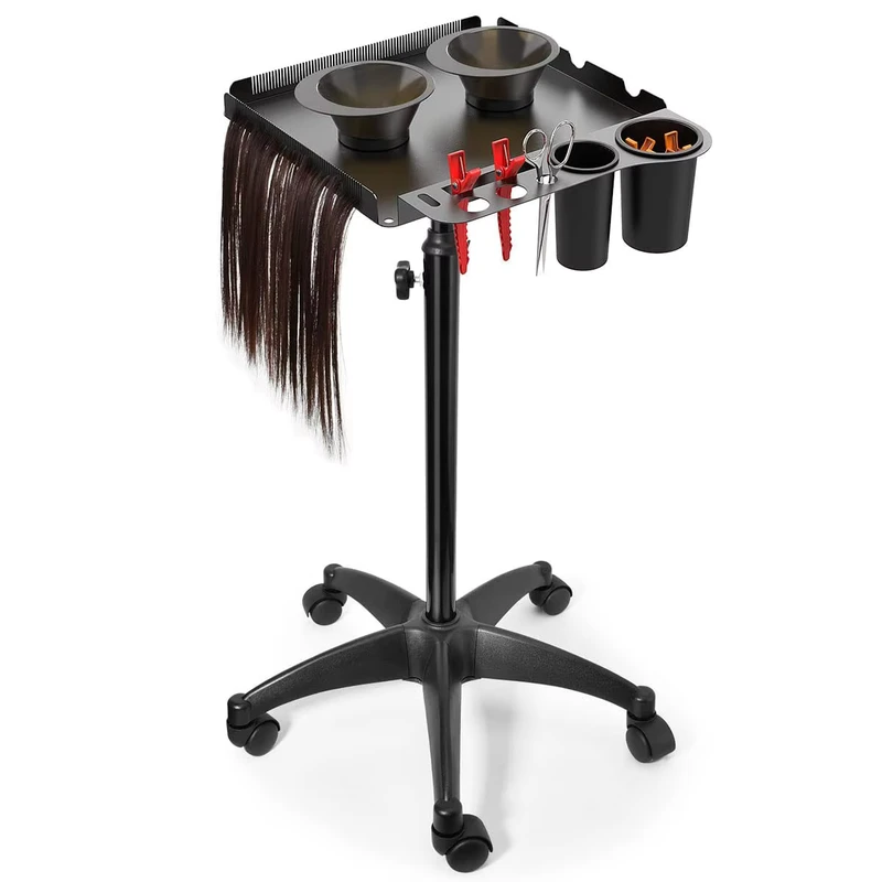 Salon Trolley Salon Rolling Tray Tool Hair Extension for Hairdressers Trolley Bar Cart Tool Holder