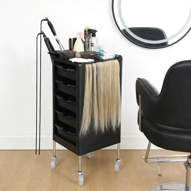Salon Trolley with Drawers Wig Hangers Mobile Hair Stylist Cart for Wig Storage Tools