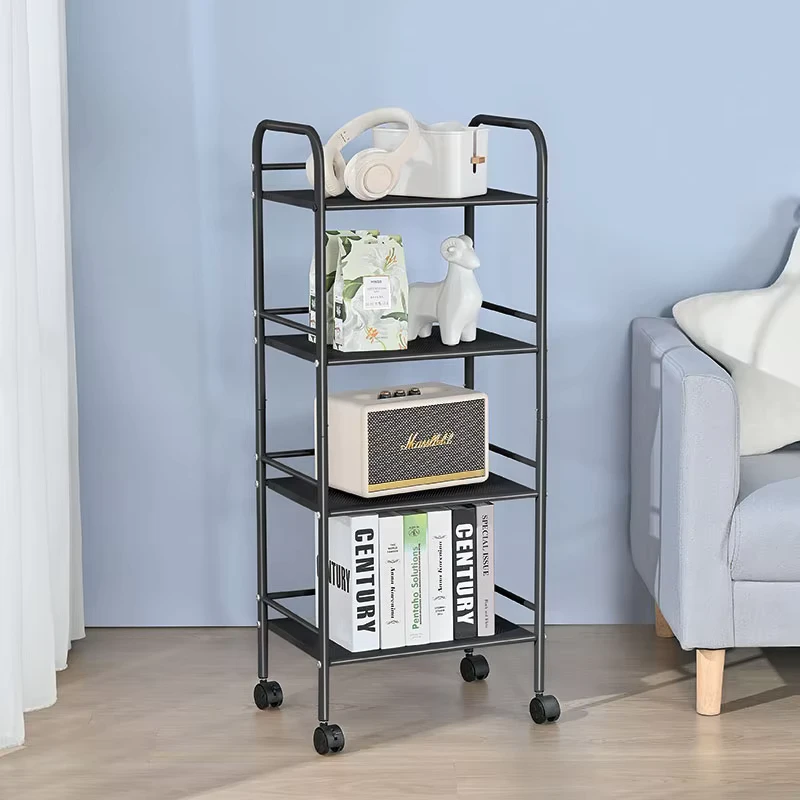 Save Space 3 4 5 Tier Storage Organizer Rack Movable Shelf Trolley Metal Rolling Storage Cart for Kitchen Bathroom Living Room