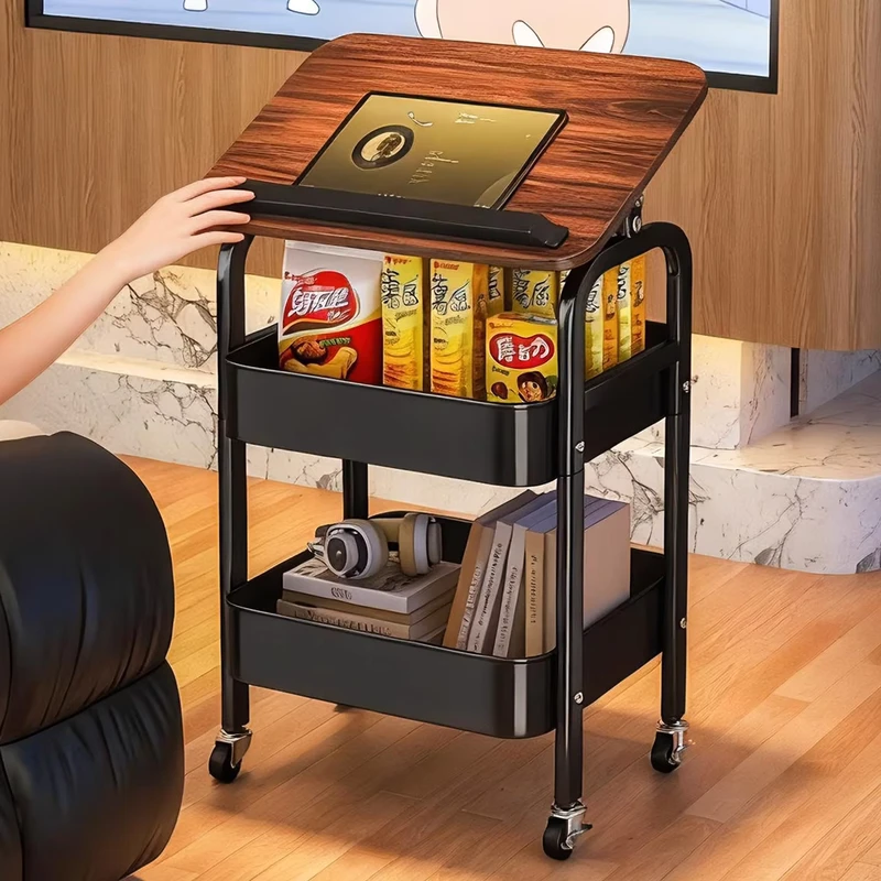 Second Hand Small Carbon Steel Trolley Storage Rack Floor standing Detachable Design Household Snack Organizer Mobile Bedside