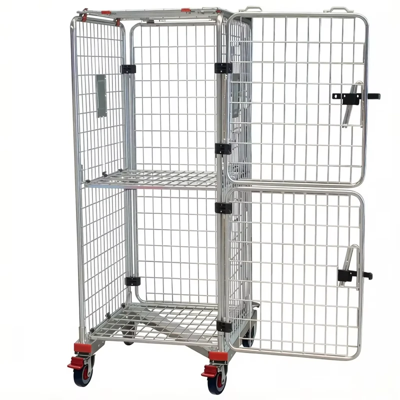 Security Nestable Roll Cage Linen Cart with Fully Enclosed Mesh for Hotel Laundry and Heavy Duty Lockable Design
