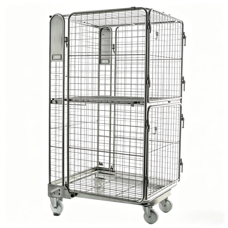 Security Storage Roll Cage Containers Nestable Hot-Dip Galvanized for Outdoor Professional Lockable for Express Distribution