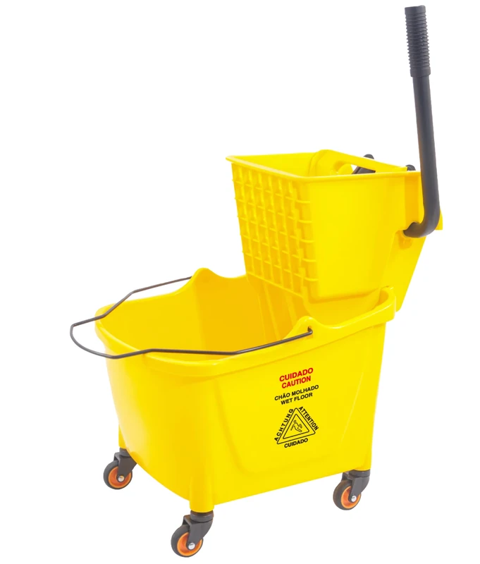 Self Cleaning Janitorial Cart Wringer 36L Plastic Basket Water Use Restaurants 20L PP PVC Bamboo Material