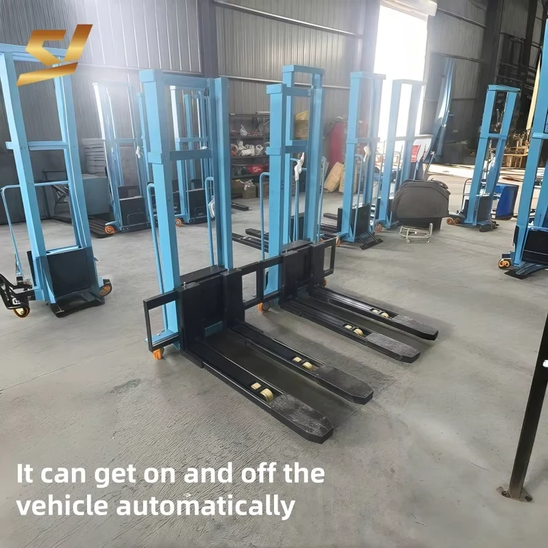 Self Loading Portable Forklift Mini Small Hand Manual Semi Electric Self Load Lifting Stacker