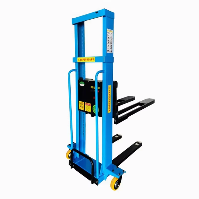 Semi Electric Self Loading Pallet Stacker Lift Forklift for Warehouses