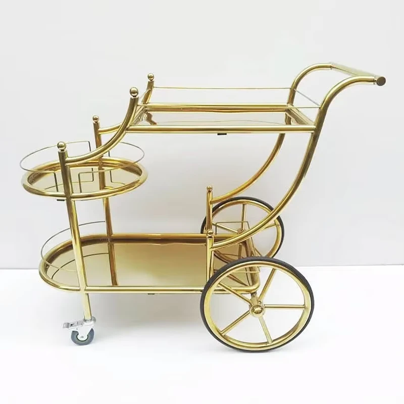 Service Cart Hotel Banquet Liquor Trolley Restaurant Dining Trolley with Big Wheels