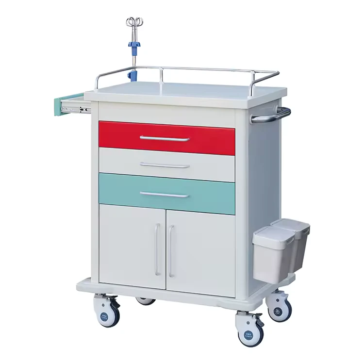 Shiye TCC 01 Modern Ergonomic Durable Multi Function Adjustable Modular Hospital Cart Stainless Steel Emergency Trolley 4 Silent