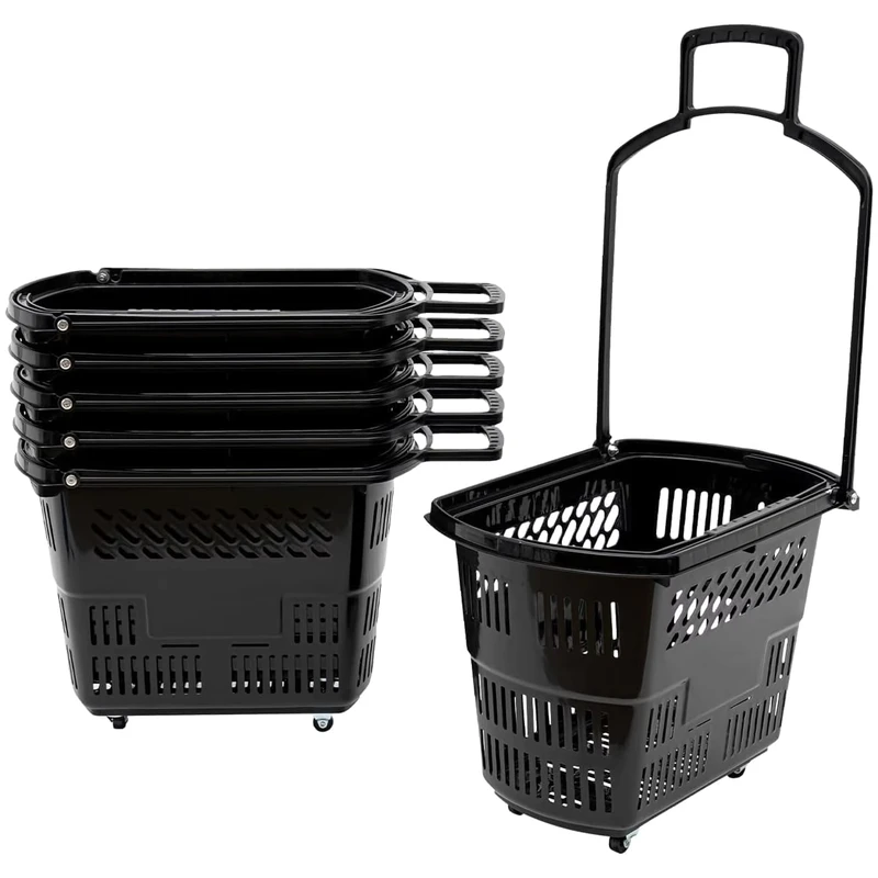 Shopping Basket Trolley Supermarket Basket Plastic Shopping Push Cart With Handle China Manufacture Portable
