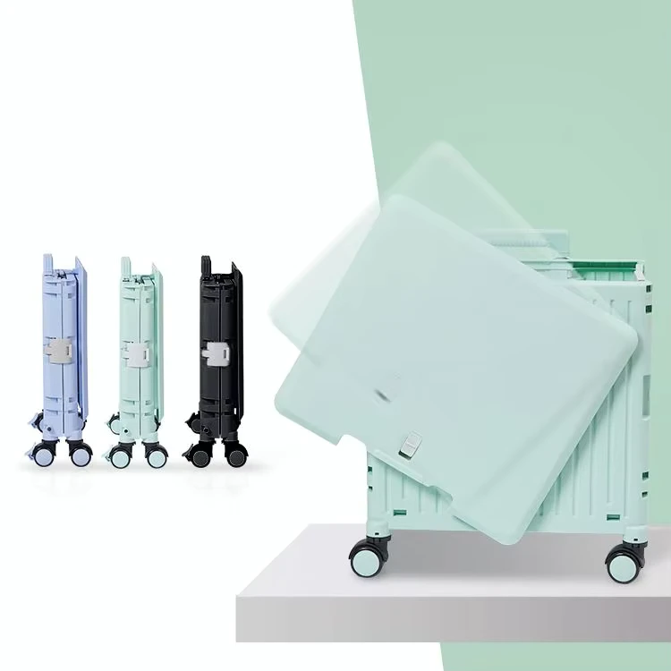 Shopping Cart 4 Wheeled Foldable Plastic Folding Shopping Carts Folding Grocery Cart