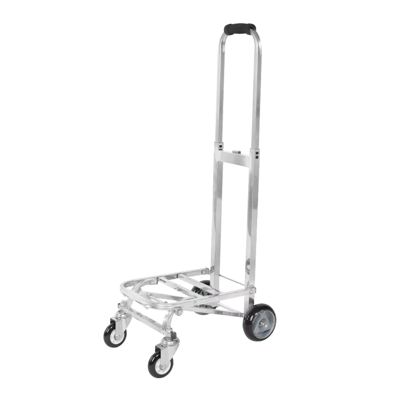 Shopping Cart Stainless Steel Folding Cart Load 75kg Luggage Telescopic Handle Cart with Wheels