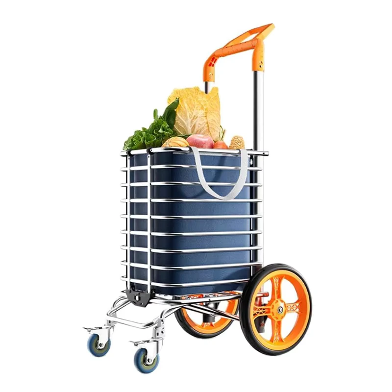 Shopping Trolley Bag with Wheels Foldable Aluminum Frame 600D Oxford Fabric Small Outdoor Camping Shopping Cart