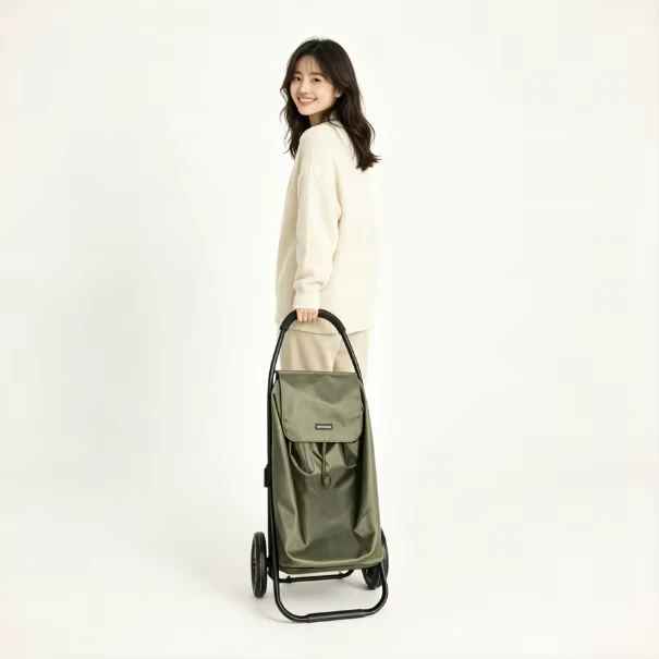 Shopping Trolley Ergonomic Handle Foldable Compact Storage Cart