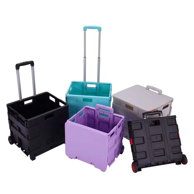 Shopping Trolley Market Folding Portable Camping Wagon Foldable Trolly Cart Plastic 4 Wheels Storage Trolleys Cart Beach Cart
