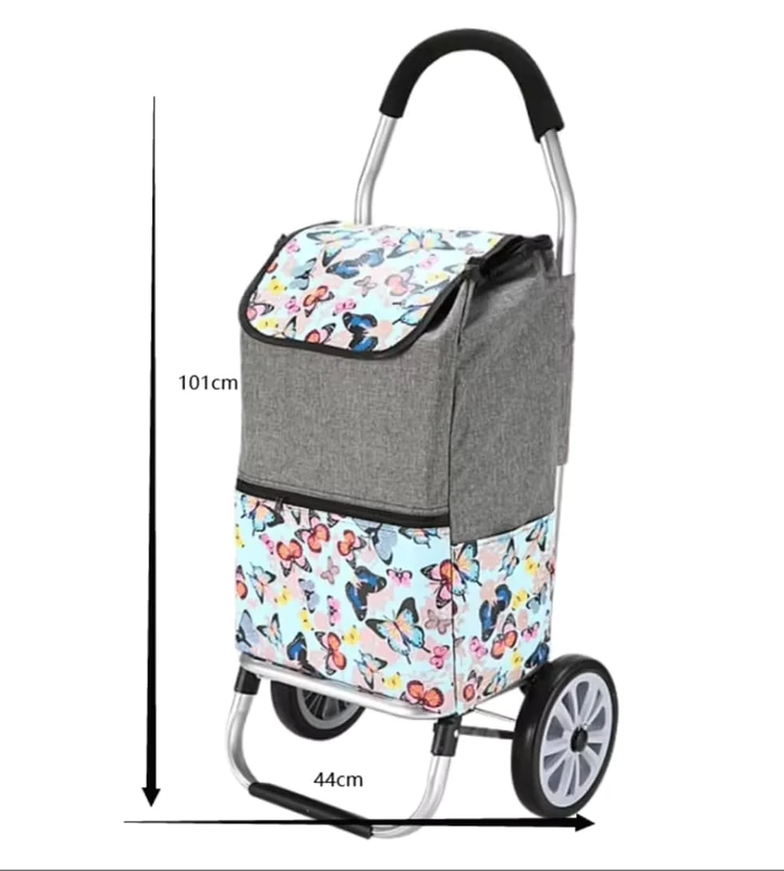 Shopping Trolley with Wheels and Strong Aluminum Frame Portable Folding Wheeled Trolley Shopping Cart