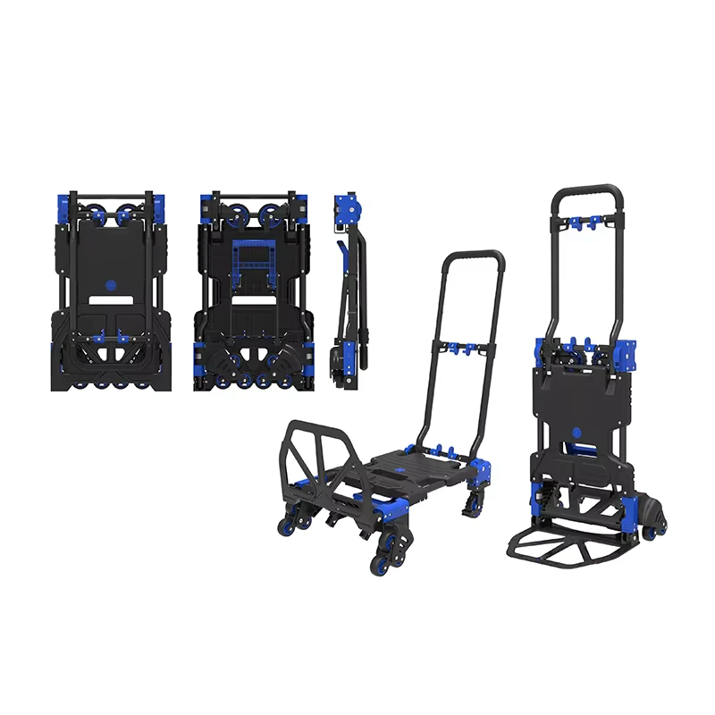 Shunhe Portable 2-in-1 Foldable Four-Wheel Aluminum Steel Hand Truck Trolley Heavy Duty Material Handling Cart FW-90TP8