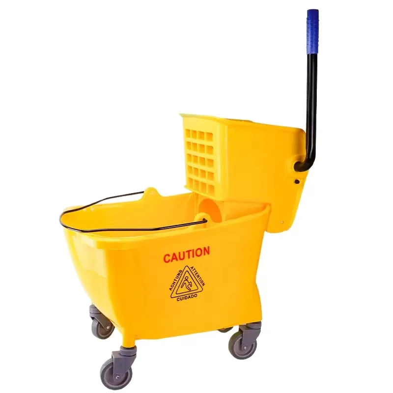 Side Down Press Plastic Wringer Mop Buckets Wringers Squeeze Bucket Mop Cart