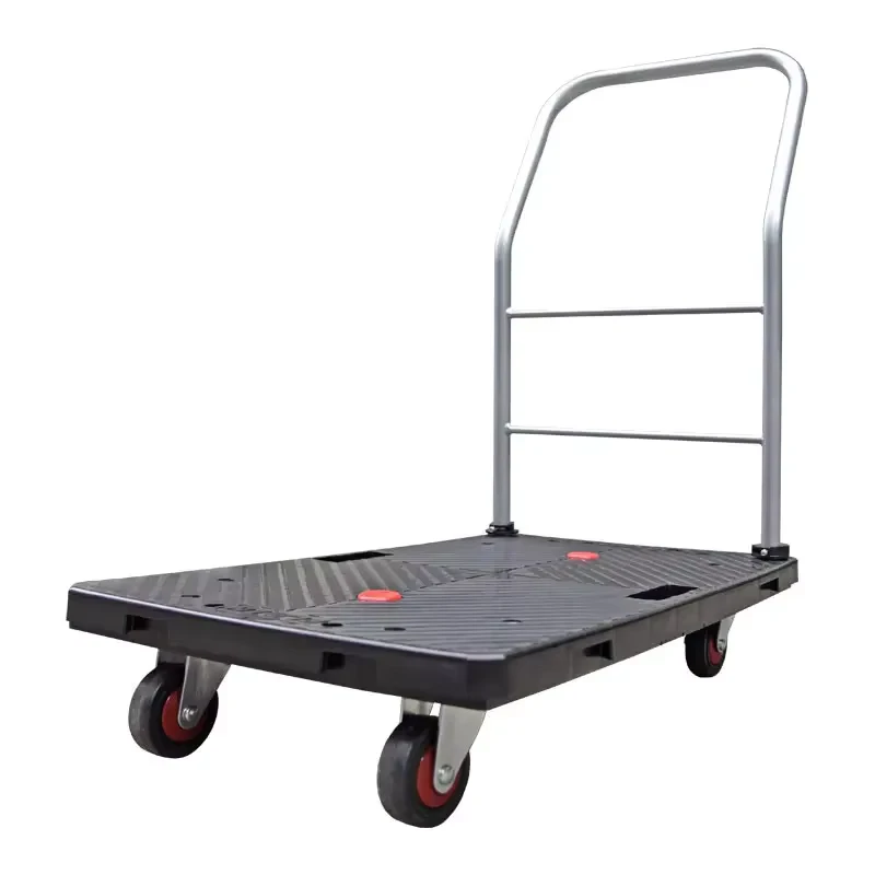 Silent 100kgs Capacity Plastic Portable Platform Trolley Plastic Hand Truck Hand Cart PLA100Y
