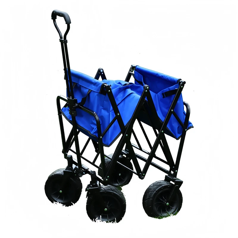 Silent Bearing Wheels Camping Cart Quiet Folding Wagon for Park City Outdoor Leisure Heavy Duty Utility Trolley Garden Shopping