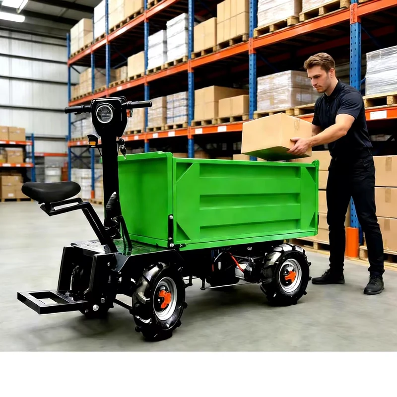 Silent Electric Four Wheel Utility Vehicle for Community Garden Leaf Waste Collection