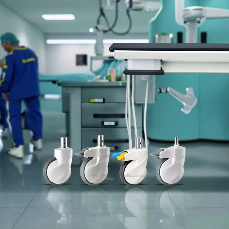 Silent Medical Casters TPR + PP Swivel Wheels Hospital Trolley Cart Non Marking Smooth Rolling Durable Medical Equipment Use