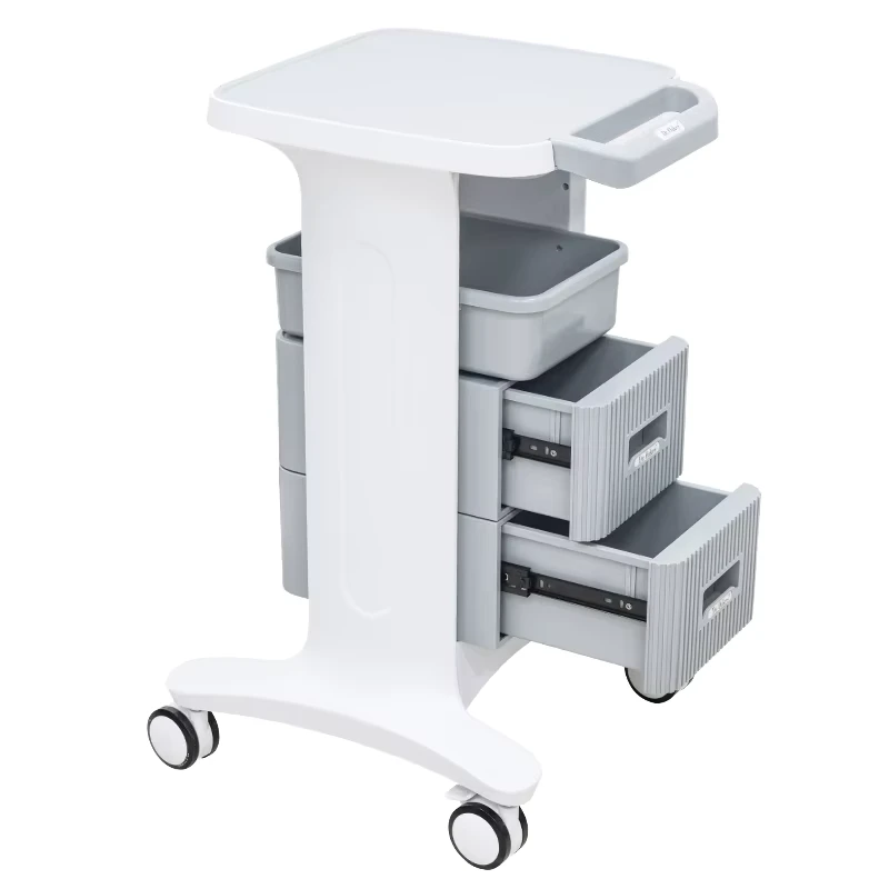 Silicone & Plastic Eco Friendly Standing Trolley Carts for Beauty Salon with Lockable Wheels