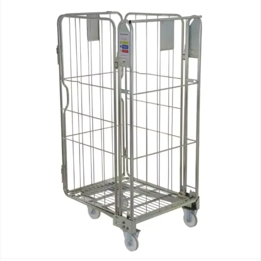 Silver/Golden Roll Containers Nestable Steel Stillage Zinc Galvanized Powder Coating Surface ISO9001 Certified RC-06
