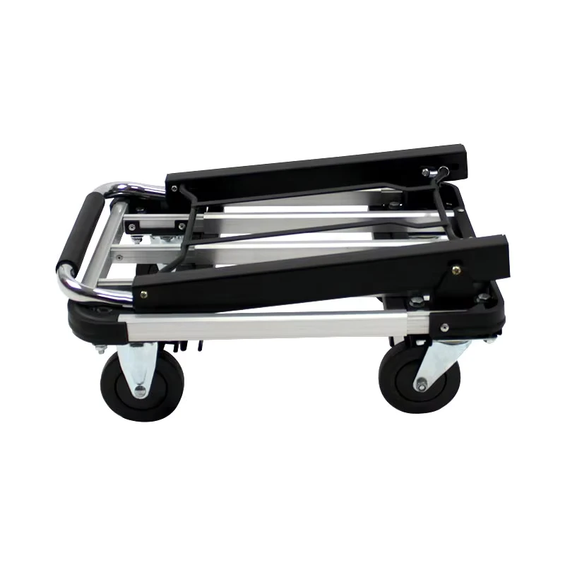 Silver Loading 150kg Aluminum Four Wheel Outdoor Folding Platform Trolley Garden Tools