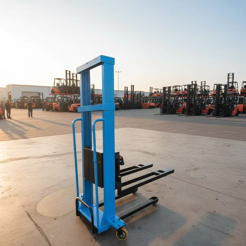 Simple manual on board forklift truck Remote controlled stacker truck Truck mounted pallet truck
