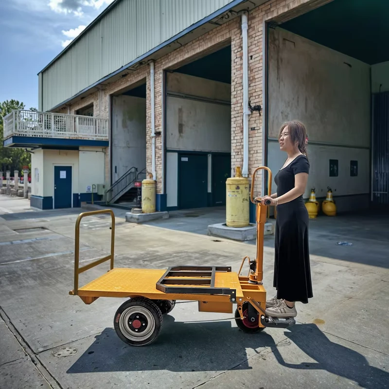 Site Hand Overturning Construction Site Push Electric Hand Cart Transport Construction Site Electric Trolley Battery Power