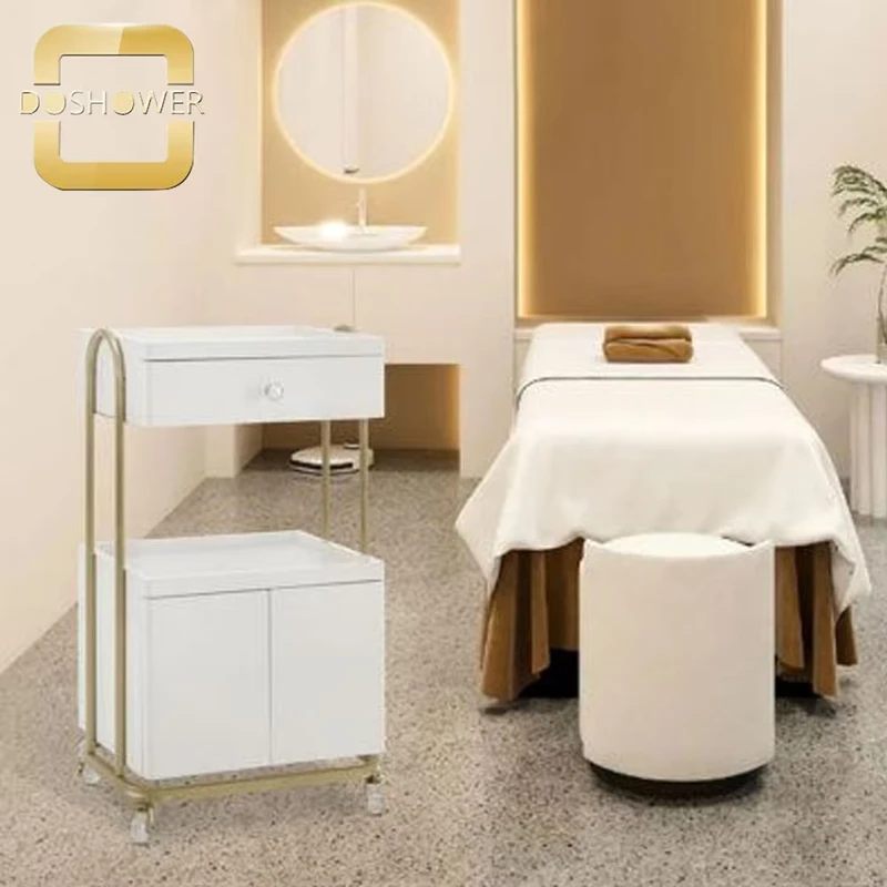 Skin Care Clinic Esthetician Cart of Healthy Clinic Furniture Trolley Cart for White Color Aesthetic Cart