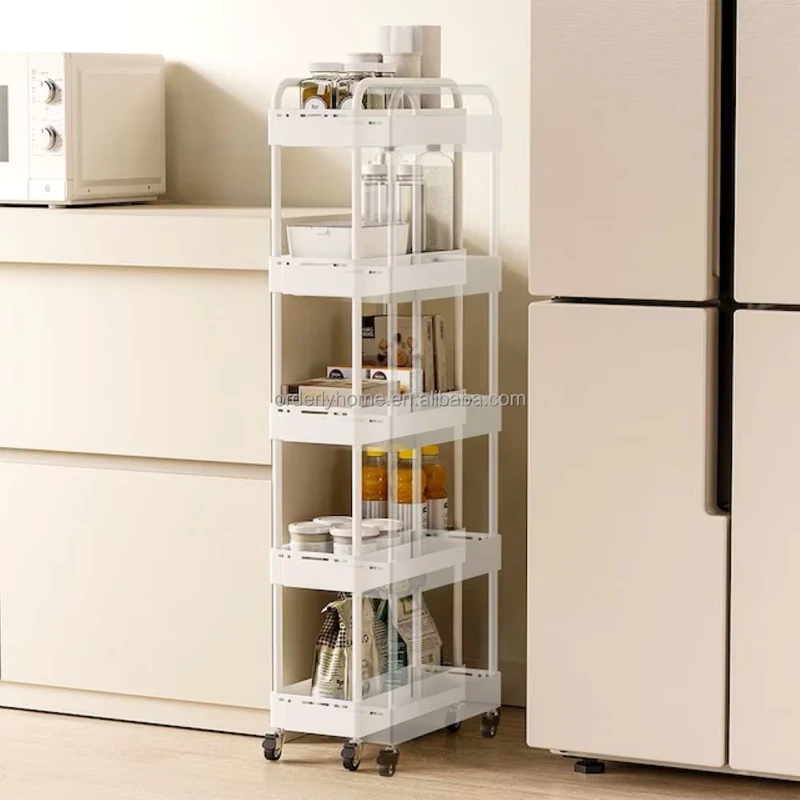 Slim Rolling Utility Cart with Wheels Narrow Space Storage Organizer Rack for Kitchen Bathroom Laundry Room