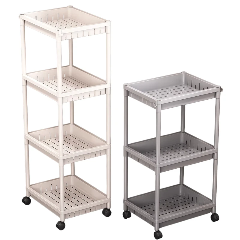 Small Cart Shelf 4 Tier Floor Standing Storage Rack Casters for Bathroom Toilet Bedroom Sundries Portable Mobile Corner Rack