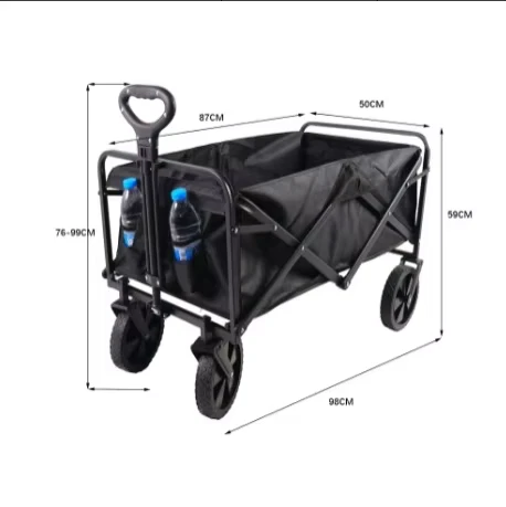 Small Dimension Foldable Garden Cart Utility Wagon Foldable Trolley 4 Wheel Multipurpose Camp Storage Beach Park Wagon