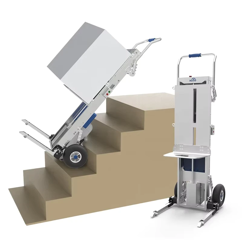 Small Electric Lift Stair Climbing Robot Truck Manual Stacker Lithium Battery Wheel Barrow Drum
