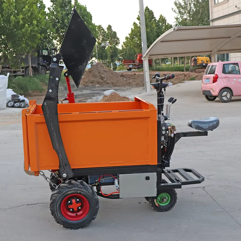 Small Electric Trolley Hand Push Cart Tricycle Three Wheels Multipurpose Hand Truck Dump Truck Engine Gearbox 0.5T Capacity