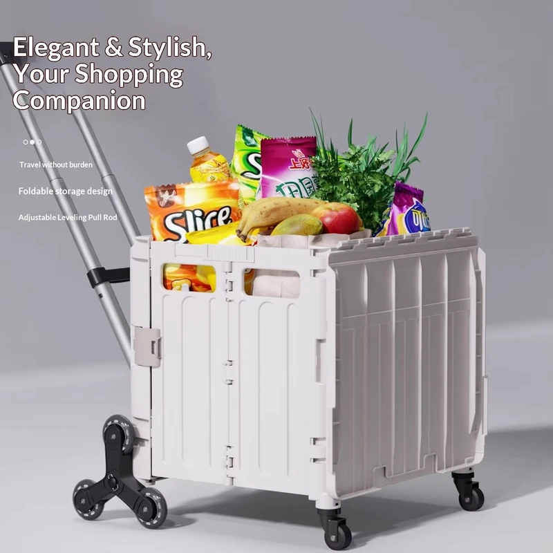 Small Foldable Four Wheel Handcart Portable Shopping Cart for Home Delivery Camping Stall Use Foldable Handcart