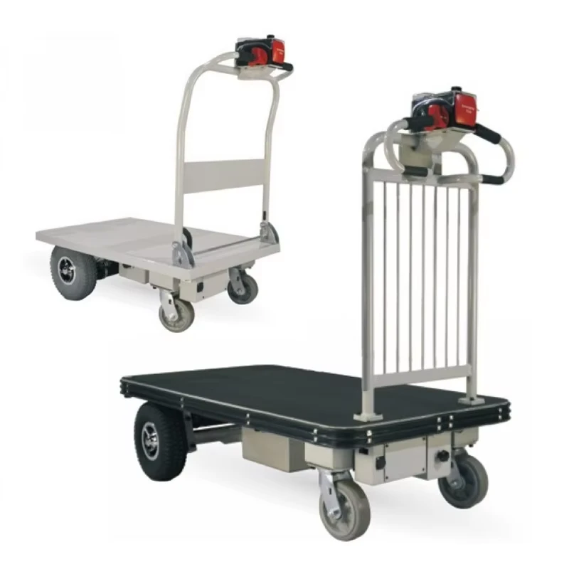 Small Four Wheel Flatbed Electric Trolley Truck Platform Electric Hand Cart Trolley Pull Truck for Export