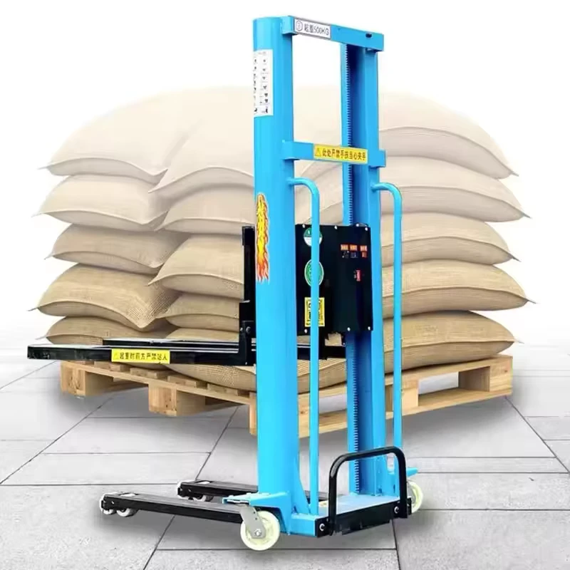 Small Hydraulic Electric Forklift 500 Kg 1000kg Capacity Hand Remote Control and Portable Design for Small Spaces
