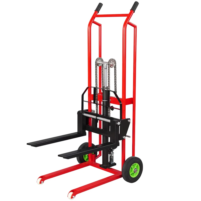 Small Manual Forklift 200kg 400kg Portable Small Stacker Mini Lift Platform Manual Hydraulic Truck Small Loader Lift Forklift