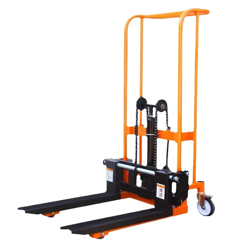 Small Manual Forklift 400kg Portable Small Stacker Mini Lift Platform Manual Hydraulic Truck Small Loader Lift Forklift