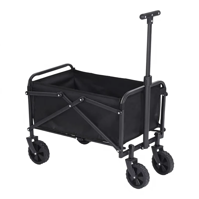 Small Mini Model Black Folding Shopping Trolley for Outdoor Camping Elderly Children Gift Purchasing Customized Advertising
