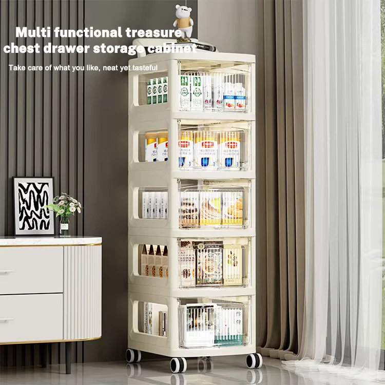 Small Multi Layer Drawer Style Cart Snack Toy Small Storage Rack Movable Plastic Storage