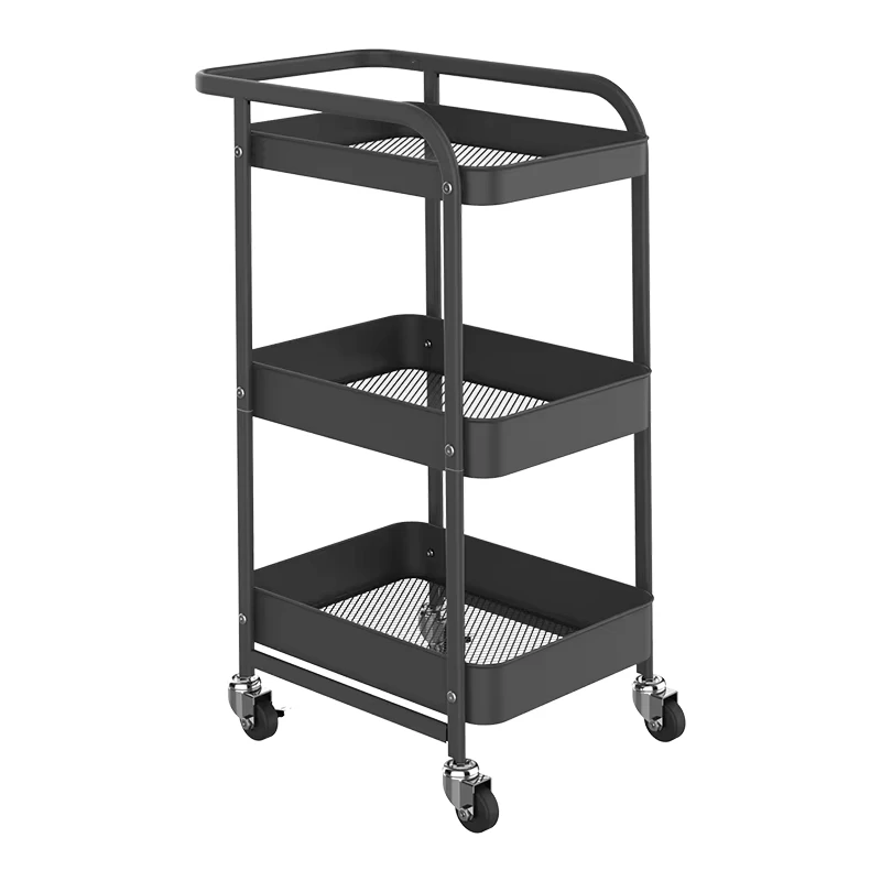 Small Package Utility Cart Custom Food Serving Beauty Salon Hotel Hand Kitchen 3 Tier Storage Trolley for Groceries