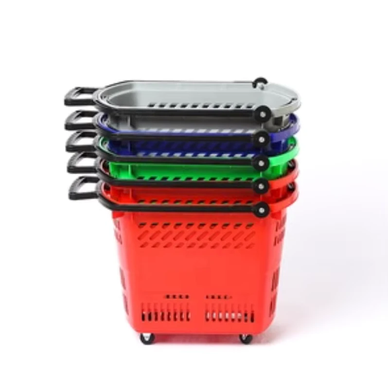 Small Plastic Shopping Carts with Mesh Structure for Supermarkets and Shopping Baskets